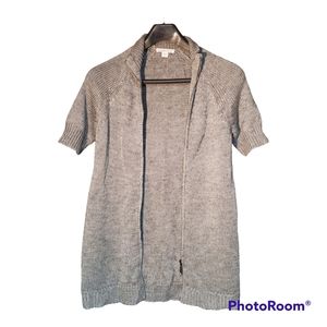 Coldwater Creek ladies zip front long sweater cardigan sz. XS (4) gray